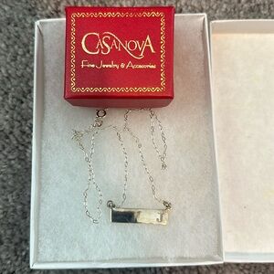 Silver J nameplate necklace